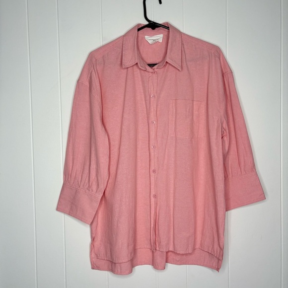POMANDER PLACE Pink Adair Boyfriend Shirt Oversized Women’s Size Medium NEW - Picture 2 of 7